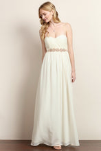 Round Bead Strapless Flared Maxi Dress