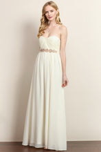 Round Bead Strapless Flared Maxi Dress