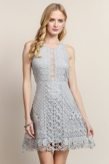Butterfly And Flower Detailed Lace Dress