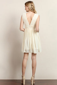 V Top Chiffon Short Dress