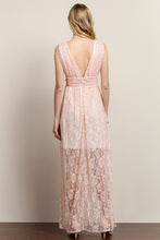 Flower V Top See-Though Lace Maxi Dress