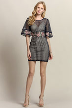 Quarter Sleeve Crochet Lace Short Dress