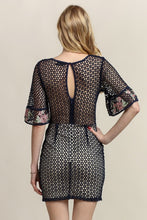 Quarter Sleeve Crochet Lace Short Dress
