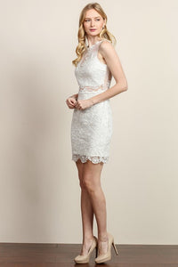 White Lace Fitted Short Dress