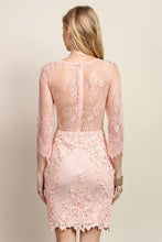Strap Front Detail Mid-Sleeve Lace Fitted Dress