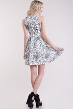 Black White Rose Patterned Short Dress