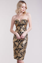 Golden Floral Bodycon Dress