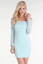 Aqua Sequined Lace Off Shoulder Dress