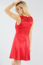 Red Ribbon Belted Satin Dress