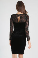 Black Sheer Lace Velvet Dress