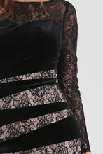 Black Sheer Lace Velvet Dress