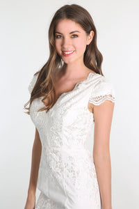 White Cap Sleeve Lace Dress