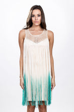 Ombre Fringe Crochet Yoke Dress