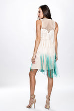 Ombre Fringe Crochet Yoke Dress