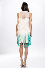 Ombre Fringe Crochet Yoke Dress