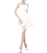 Rhinestone Neckline Hi-Lo Summer Dress