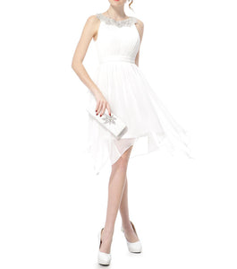 Rhinestone Neckline Hi-Lo Summer Dress