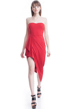 Red Asymmetric Hem Sweetheart Tube Dress