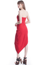 Red Asymmetric Hem Sweetheart Tube Dress