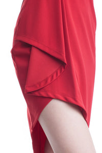 Red Asymmetric Hem Sweetheart Tube Dress