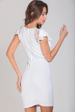 Ivory Ruffle And Lace Paneled Mini Dress