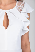 Ivory Ruffle And Lace Paneled Mini Dress