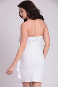 Ivory Ruffle Detailed Tube Top Mini Dress