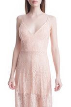 Beige See-Thru Legs Lace Maxi Dress