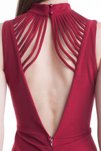 Burgundy High Neck Flow Line Evening Dress
