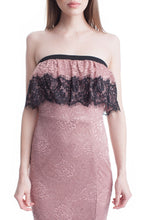 Mauve Lace Tube Top See-Thru Legs Maxi Dress