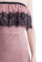 Mauve Lace Tube Top See-Thru Legs Maxi Dress