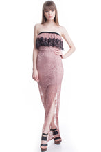 Mauve Lace Tube Top See-Thru Legs Maxi Dress