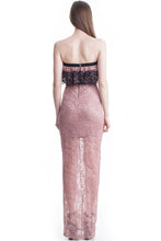 Mauve Lace Tube Top See-Thru Legs Maxi Dress