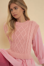 Pink Mixed Media Cable Detail Sweater