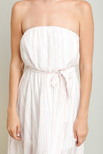 Blush Stripe Linen Hi-Lo Tube Dress