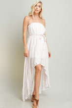Blush Stripe Linen Hi-Lo Tube Dress