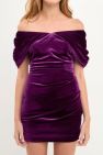 Purple Velvet Over the Shoulder Mini Dress