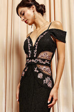 Strap Off Shoulder Floral Embroidered Dress