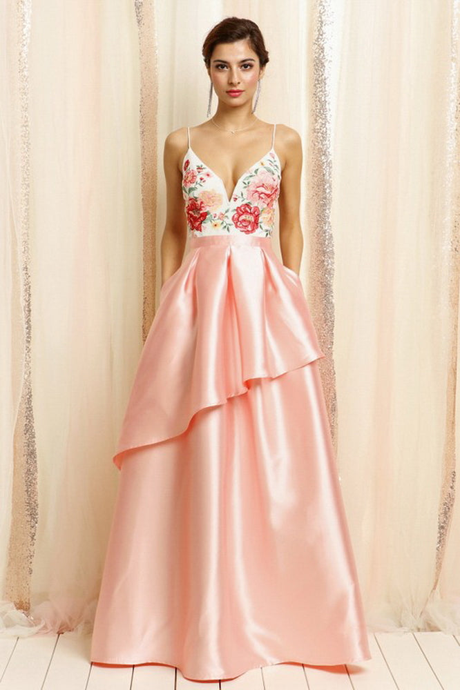 Flower Embroidered Bodice Top Layered Gown Dress Aquarius Brand Flower Embroidered Bodice Top Layered Gown Dress Aquarius Brand