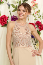 Beige Embellished Top Fitted Maxi Dress