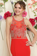 Red Embellished Top Fitted Maxi Dress