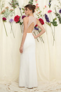 Ivory Embellished Top Fitted Maxi Dress