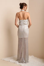 Silver Shimmery See Through Legs Long Dress