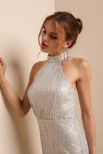 Silver Shimmery See Through Legs Long Dress
