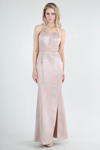 Sweet Heart Lace Trim Long Dress