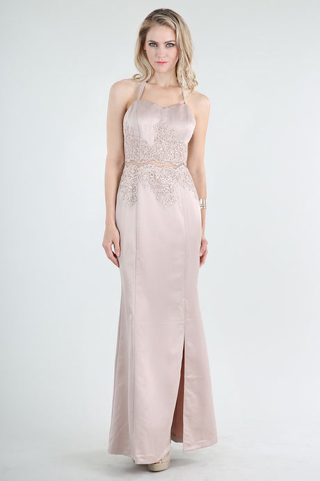 Sweet Heart Lace Trim Long Dress
