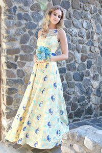 Yellow Spring Floral Embroidered Dress