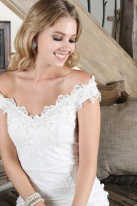 White Sequins Embroidered Lace Long Dress