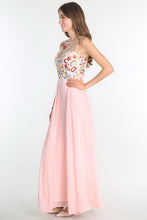 Blush Floral Embroidered Chiffon Dress