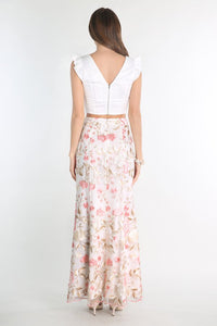 Two Piece Floral Embroidered Dress